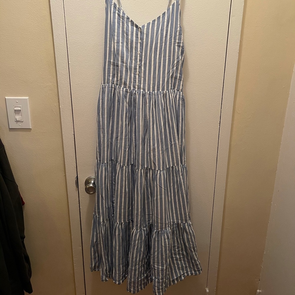 Cross back striped maxi dress